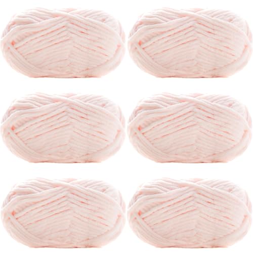 Chenille Garn 3.5mm, Chenille Wolle Zum Häkeln, Super Chunky Chenille-Garn Zum Stricken Und Häkeln, Chenille Wolle Zum Häkeln 50 G – 60 M (Rosa Weiß,6 PCS) von YayaVrillant