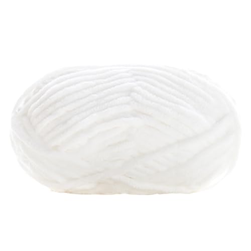 Chenille Garn 3.5mm, Chenille Wolle Zum Häkeln, Super Chunky Chenille-Garn Zum Stricken Und Häkeln, Chenille Wolle Zum Häkeln 50 G – 60 M (Weiß,1 PCS) von YayaVrillant