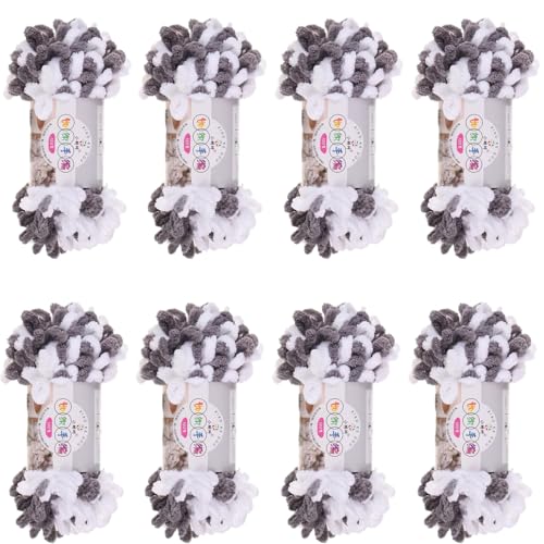Chenille Wolle, Schlingengarn, Puffy Wolle Chenille Schlaufenwolle Häkeln Und Stricken Ohne Hilfsmittel Kleidung Accesoire Decken Teppiche (Farbabstimmung D,8 PCS) von YayaVrillant
