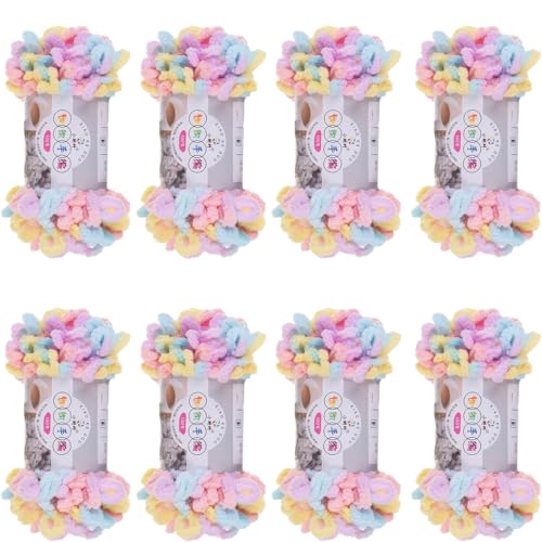 Chenille Wolle, Schlingengarn, Puffy Wolle Chenille Schlaufenwolle Häkeln Und Stricken Ohne Hilfsmittel Kleidung Accesoire Decken Teppiche (Farbabstimmung H,8 PCS) von YayaVrillant