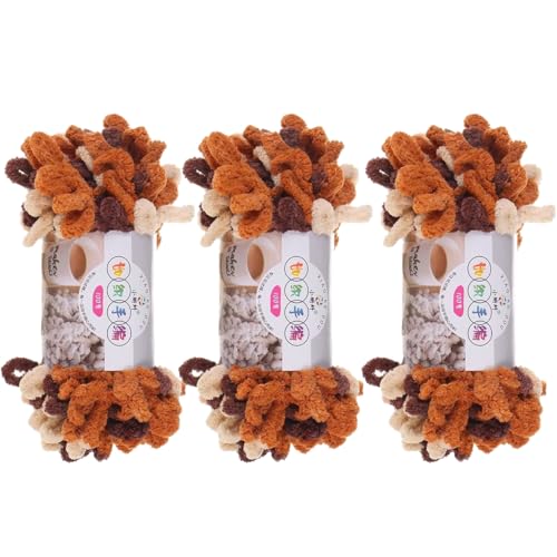 Chenille Wolle, Schlingengarn, Puffy Wolle Chenille Schlaufenwolle Häkeln Und Stricken Ohne Hilfsmittel Kleidung Accesoire Decken Teppiche (Farbabstimmung J,3 PCS) von YayaVrillant