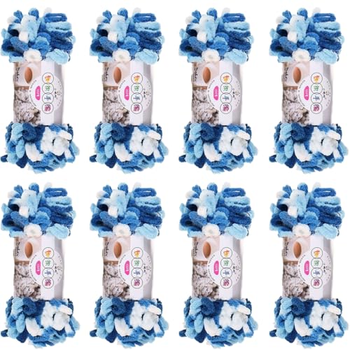 Chenille Wolle, Schlingengarn, Puffy Wolle Chenille Schlaufenwolle Häkeln Und Stricken Ohne Hilfsmittel Kleidung Accesoire Decken Teppiche (Farbabstimmung M,8 PCS) von YayaVrillant