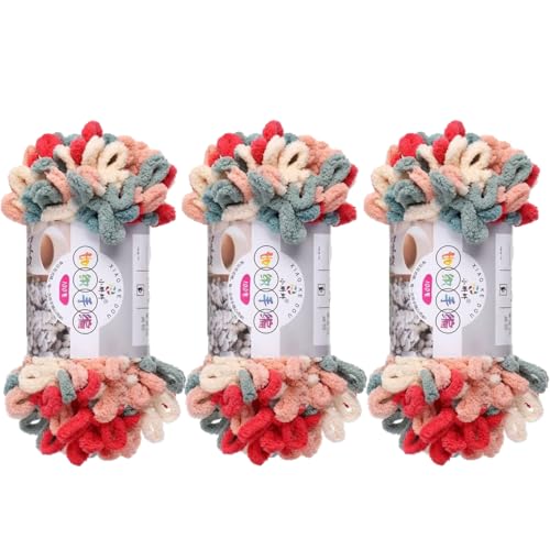 Chenille Wolle, Schlingengarn, Puffy Wolle Chenille Schlaufenwolle Häkeln Und Stricken Ohne Hilfsmittel Kleidung Accesoire Decken Teppiche (Farbabstimmung U,3 PCS) von YayaVrillant