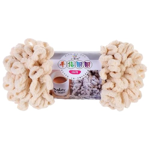 Chenille Wolle, Schlingengarn, Puffy Wolle Chenille Schlaufenwolle Häkeln Und Stricken Ohne Hilfsmittel Kleidung Accesoire Decken Teppiche (Hellbeige,1 PCS) von YayaVrillant
