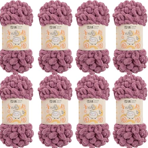Chenille Wolle Zum Häkeln, Puffy Wolle Chenille Schlaufenwolle Häkeln Und Stricken Ohne Hilfsmittel Kleidung Accesoire Decken Teppiche (Bohnenpastenfarbe,8 PCS) von YayaVrillant