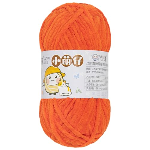 Chenille Yarn, Super Chunky Chenille-Garn Zum Stricken Und Häkeln,chenille Wolle Zum Häkeln 50 G – 60 M (Dunkelorange,1 PCS) von YayaVrillant
