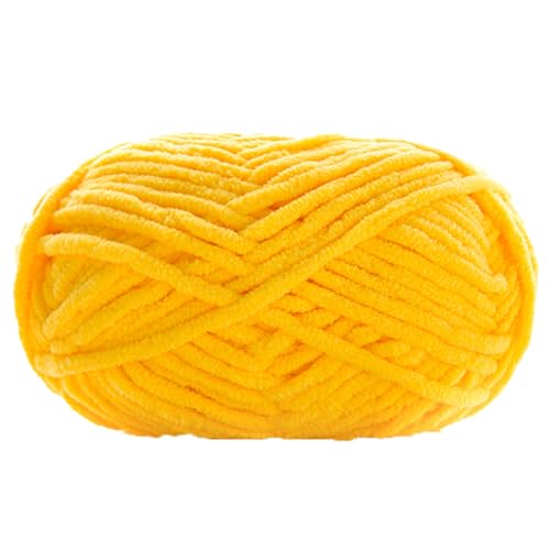 Chenille Yarn, Super Chunky Chenille-Garn Zum Stricken Und Häkeln,chenille Wolle Zum Häkeln 50 G – 60 M (Golden,1 PCS) von YayaVrillant