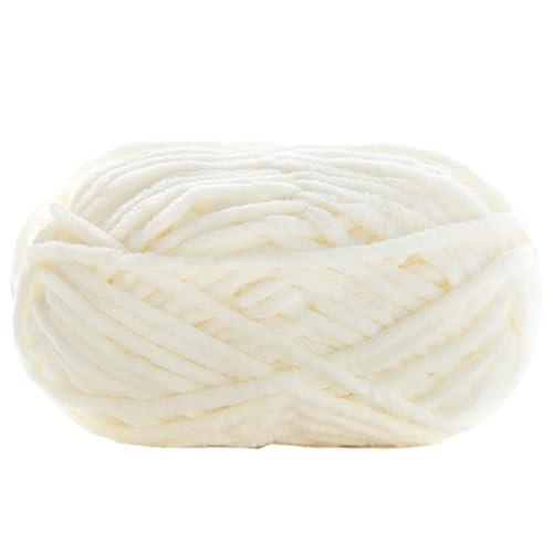 Chenille Yarn, Super Chunky Chenille-Garn Zum Stricken Und Häkeln,chenille Wolle Zum Häkeln 50 G – 60 M (Hellbeige,1 PCS) von YayaVrillant