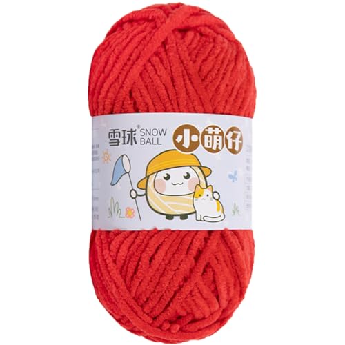 Chenille Yarn, Super Chunky Chenille-Garn Zum Stricken Und Häkeln,chenille Wolle Zum Häkeln 50 G – 60 M (Rot,1 PCS) von YayaVrillant
