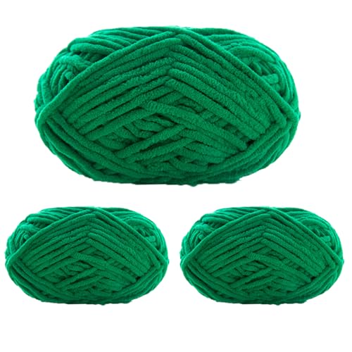 Chenille Yarn, Super Chunky Chenille-Garn Zum Stricken Und Häkeln,chenille Wolle Zum Häkeln 50 G – 60 M (Smaragdgrün,3 PCS) von YayaVrillant