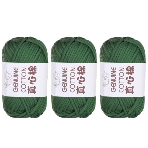 Häkelgarn Baumwolle,1/3/6 Stück Chunky Häkelgarn Für Anfänger, 50g Dickes Garn BaumwolleZum Häkeln, Baumwoll-Nylon-Garn Für Anfänger Zum Häkeln Und Stricken (Dunkelgrün,3 PCS) von YayaVrillant