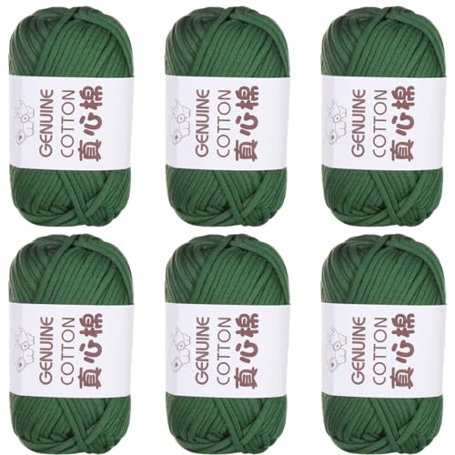 Häkelgarn Baumwolle,1/3/6 Stück Chunky Häkelgarn Für Anfänger, 50g Dickes Garn BaumwolleZum Häkeln, Baumwoll-Nylon-Garn Für Anfänger Zum Häkeln Und Stricken (Dunkelgrün,6 PCS) von YayaVrillant