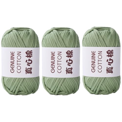 Häkelgarn Baumwolle,1/3/6 Stück Chunky Häkelgarn Für Anfänger, 50g Dickes Garn BaumwolleZum Häkeln, Baumwoll-Nylon-Garn Für Anfänger Zum Häkeln Und Stricken (Grau Grün,3 PCS) von YayaVrillant