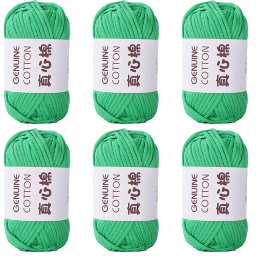 Häkelgarn Baumwolle,1/3/6 Stück Chunky Häkelgarn Für Anfänger, 50g Dickes Garn BaumwolleZum Häkeln, Baumwoll-Nylon-Garn Für Anfänger Zum Häkeln Und Stricken (Grün,6 PCS) von YayaVrillant