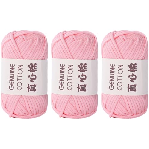 Häkelgarn Baumwolle,1/3/6 Stück Chunky Häkelgarn Für Anfänger, 50g Dickes Garn BaumwolleZum Häkeln, Baumwoll-Nylon-Garn Für Anfänger Zum Häkeln Und Stricken (Hellrosa,3 PCS) von YayaVrillant