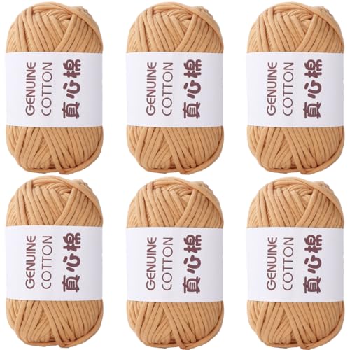 Häkelgarn Baumwolle,1/3/6 Stück Chunky Häkelgarn Für Anfänger, 50g Dickes Garn BaumwolleZum Häkeln, Baumwoll-Nylon-Garn Für Anfänger Zum Häkeln Und Stricken (Khaki,6 PCS) von YayaVrillant