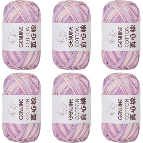 Häkelgarn Baumwolle,1/3/6 Stück Chunky Häkelgarn Für Anfänger, 50g Dickes Garn BaumwolleZum Häkeln, Baumwoll-Nylon-Garn Für Anfänger Zum Häkeln Und Stricken (Kombination A,6 PCS) von YayaVrillant