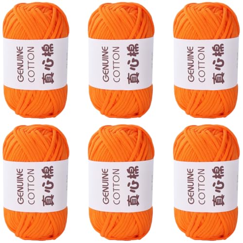 Häkelgarn Baumwolle,1/3/6 Stück Chunky Häkelgarn Für Anfänger, 50g Dickes Garn BaumwolleZum Häkeln, Baumwoll-Nylon-Garn Für Anfänger Zum Häkeln Und Stricken (Orange,6 PCS) von YayaVrillant
