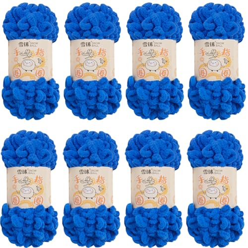 Puffy Wolle Chenille Schlaufenwolle Häkeln und Stricken ohne Hilfsmittel Kleidung Accesoire Decken Teppiche (Dunkelblau,8 PCS) von YayaVrillant