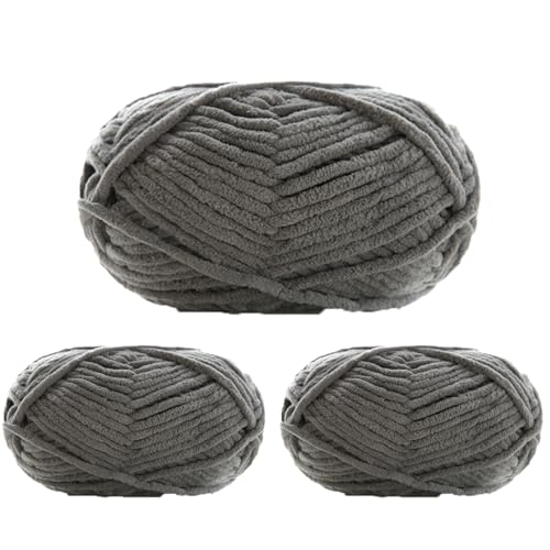 Puffy Wolle Chenille Schlaufenwolle Häkeln und Stricken ohne Hilfsmittel Kleidung Accesoire Decken Teppiche (Dunkelblaugrün,3 PCS) von YayaVrillant