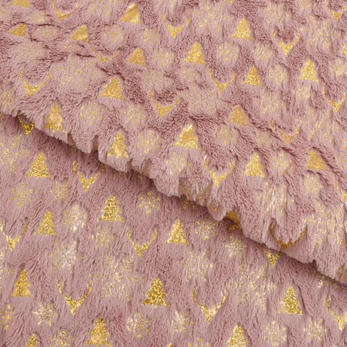 Samt Stoff Meterware Dekostoff Bedruckt Möbelstoff Polsterstoff Samtstoff Velvet Polyester Stoffe Zum Nähen Ornamenten 160 x 100 cm (Dunkelrosa) von YayaVrillant
