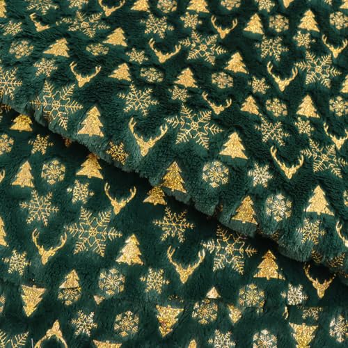 Samt Stoff Meterware Dekostoff Bedruckt Möbelstoff Polsterstoff Samtstoff Velvet Polyester Stoffe Zum Nähen Ornamenten 160 x 100 cm (Grün) von YayaVrillant