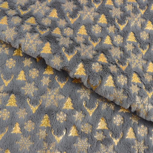 Samt Stoff Meterware Dekostoff Bedruckt Möbelstoff Polsterstoff Samtstoff Velvet Polyester Stoffe Zum Nähen Ornamenten 160 x 100 cm (grau) von YayaVrillant