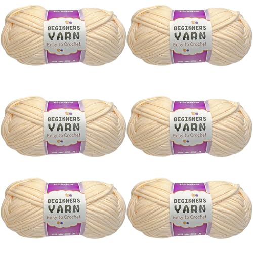 Schlauchgarn, 100g Per Roll Häkelgarn Baumwolle, 3mm Dicke Wolle Zum Häkeln, Häkelwolle Chenille Wolle Zum Häkeln Häkelwolle,Dickes Baumwoll-Nylon-Mischgarn (Beige,6 PCS) von YayaVrillant