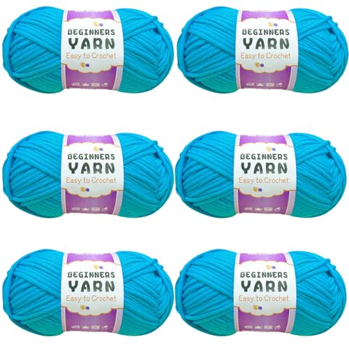 Schlauchgarn, 100g Per Roll Häkelgarn Baumwolle, 3mm Dicke Wolle Zum Häkeln, Häkelwolle Chenille Wolle Zum Häkeln Häkelwolle,Dickes Baumwoll-Nylon-Mischgarn (Blau,6 PCS) von YayaVrillant