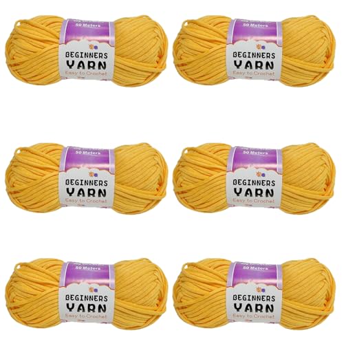 Schlauchgarn, 100g Per Roll Häkelgarn Baumwolle, 3mm Dicke Wolle Zum Häkeln, Häkelwolle Chenille Wolle Zum Häkeln Häkelwolle,Dickes Baumwoll-Nylon-Mischgarn (Dunkelgelb,6 PCS) von YayaVrillant