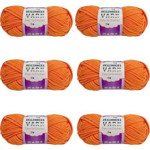 Schlauchgarn, 100g Per Roll Häkelgarn Baumwolle, 3mm Dicke Wolle Zum Häkeln, Häkelwolle Chenille Wolle Zum Häkeln Häkelwolle,Dickes Baumwoll-Nylon-Mischgarn (Dunkelorange,6 PCS) von YayaVrillant