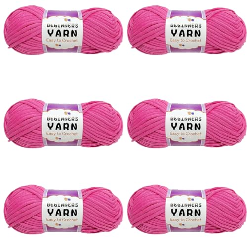 Schlauchgarn, 100g Per Roll Häkelgarn Baumwolle, 3mm Dicke Wolle Zum Häkeln, Häkelwolle Chenille Wolle Zum Häkeln Häkelwolle,Dickes Baumwoll-Nylon-Mischgarn (Dunkelrosa,6 PCS) von YayaVrillant