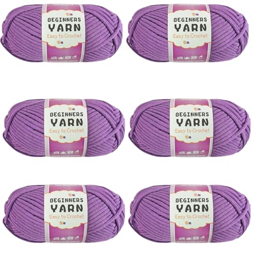 Schlauchgarn, 100g Per Roll Häkelgarn Baumwolle, 3mm Dicke Wolle Zum Häkeln, Häkelwolle Chenille Wolle Zum Häkeln Häkelwolle,Dickes Baumwoll-Nylon-Mischgarn (Dunkelviolett,6 PCS) von YayaVrillant
