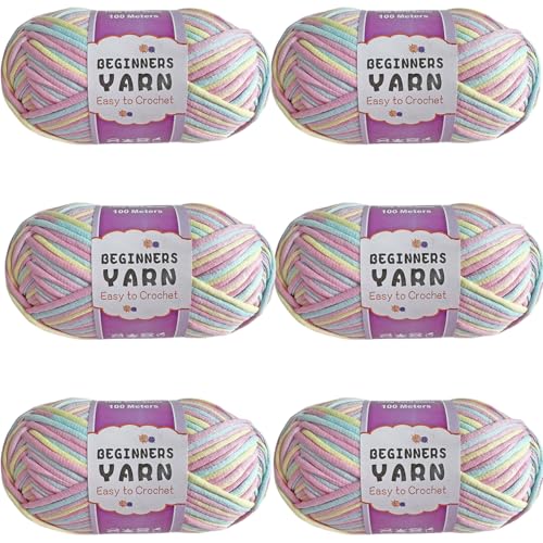 Schlauchgarn, 100g Per Roll Häkelgarn Baumwolle, 3mm Dicke Wolle Zum Häkeln, Häkelwolle Chenille Wolle Zum Häkeln Häkelwolle,Dickes Baumwoll-Nylon-Mischgarn (Farbe A,6 PCS) von YayaVrillant