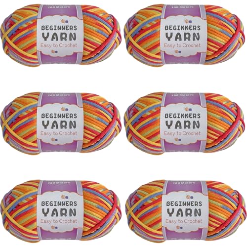 Schlauchgarn, 100g Per Roll Häkelgarn Baumwolle, 3mm Dicke Wolle Zum Häkeln, Häkelwolle Chenille Wolle Zum Häkeln Häkelwolle,Dickes Baumwoll-Nylon-Mischgarn (Farbe B,6 PCS) von YayaVrillant