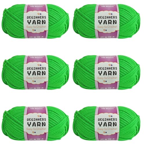 Schlauchgarn, 100g Per Roll Häkelgarn Baumwolle, 3mm Dicke Wolle Zum Häkeln, Häkelwolle Chenille Wolle Zum Häkeln Häkelwolle,Dickes Baumwoll-Nylon-Mischgarn (Grün,6 PCS) von YayaVrillant