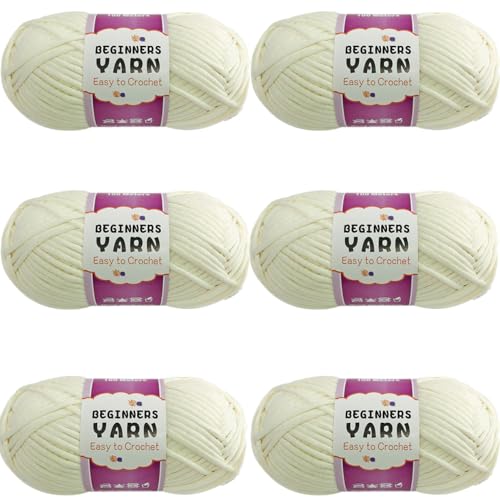 Schlauchgarn, 100g Per Roll Häkelgarn Baumwolle, 3mm Dicke Wolle Zum Häkeln, Häkelwolle Chenille Wolle Zum Häkeln Häkelwolle,Dickes Baumwoll-Nylon-Mischgarn (Hellbeige,6 PCS) von YayaVrillant