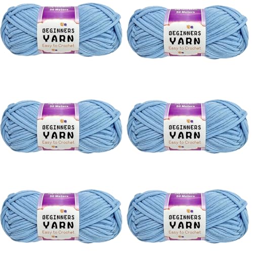 Schlauchgarn, 100g Per Roll Häkelgarn Baumwolle, 3mm Dicke Wolle Zum Häkeln, Häkelwolle Chenille Wolle Zum Häkeln Häkelwolle,Dickes Baumwoll-Nylon-Mischgarn (Hellblau,6 PCS) von YayaVrillant