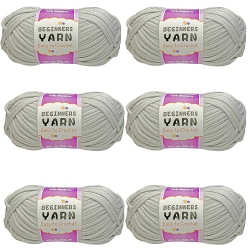 Schlauchgarn, 100g Per Roll Häkelgarn Baumwolle, 3mm Dicke Wolle Zum Häkeln, Häkelwolle Chenille Wolle Zum Häkeln Häkelwolle,Dickes Baumwoll-Nylon-Mischgarn (Hellgrau,6 PCS) von YayaVrillant