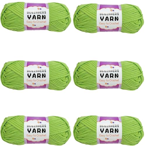 Schlauchgarn, 100g Per Roll Häkelgarn Baumwolle, 3mm Dicke Wolle Zum Häkeln, Häkelwolle Chenille Wolle Zum Häkeln Häkelwolle,Dickes Baumwoll-Nylon-Mischgarn (Hellgrün,6 PCS) von YayaVrillant