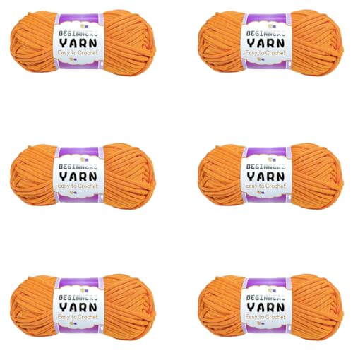 Schlauchgarn, 100g Per Roll Häkelgarn Baumwolle, 3mm Dicke Wolle Zum Häkeln, Häkelwolle Chenille Wolle Zum Häkeln Häkelwolle,Dickes Baumwoll-Nylon-Mischgarn (Hellorange,6 PCS) von YayaVrillant