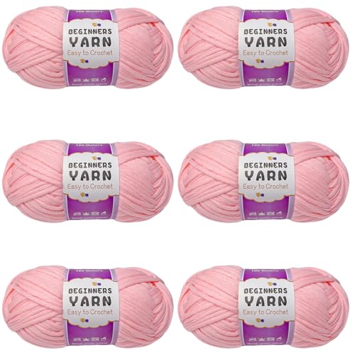 Schlauchgarn, 100g Per Roll Häkelgarn Baumwolle, 3mm Dicke Wolle Zum Häkeln, Häkelwolle Chenille Wolle Zum Häkeln Häkelwolle,Dickes Baumwoll-Nylon-Mischgarn (Hellrosa,6 PCS) von YayaVrillant
