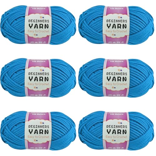 Schlauchgarn, 100g Per Roll Häkelgarn Baumwolle, 3mm Dicke Wolle Zum Häkeln, Häkelwolle Chenille Wolle Zum Häkeln Häkelwolle,Dickes Baumwoll-Nylon-Mischgarn (Himmelblau,6 PCS) von YayaVrillant