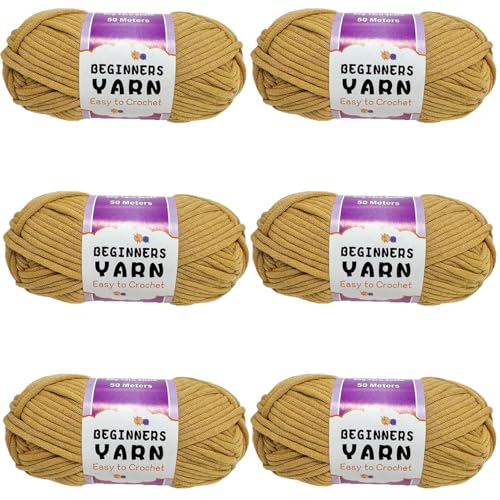 Schlauchgarn, 100g Per Roll Häkelgarn Baumwolle, 3mm Dicke Wolle Zum Häkeln, Häkelwolle Chenille Wolle Zum Häkeln Häkelwolle,Dickes Baumwoll-Nylon-Mischgarn (Khaki,6 PCS) von YayaVrillant