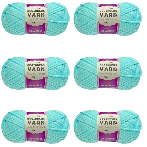 Schlauchgarn, 100g Per Roll Häkelgarn Baumwolle, 3mm Dicke Wolle Zum Häkeln, Häkelwolle Chenille Wolle Zum Häkeln Häkelwolle,Dickes Baumwoll-Nylon-Mischgarn (Leuchtendes Blaugrün,6 PCS) von YayaVrillant