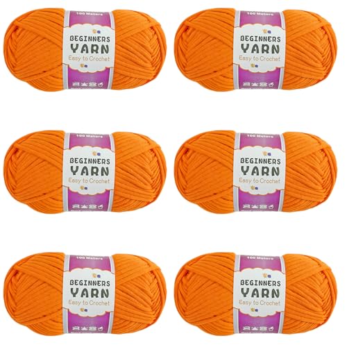 Schlauchgarn, 100g Per Roll Häkelgarn Baumwolle, 3mm Dicke Wolle Zum Häkeln, Häkelwolle Chenille Wolle Zum Häkeln Häkelwolle,Dickes Baumwoll-Nylon-Mischgarn (Leuchtendes Orange,6 PCS) von YayaVrillant
