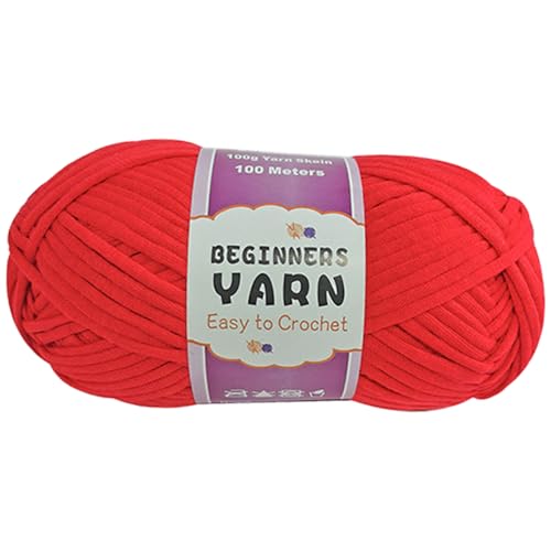 Schlauchgarn, 100g Per Roll Häkelgarn Baumwolle, 3mm Dicke Wolle Zum Häkeln, Häkelwolle Chenille Wolle Zum Häkeln Häkelwolle,Dickes Baumwoll-Nylon-Mischgarn (Leuchtendes Rot,1 PCS) von YayaVrillant