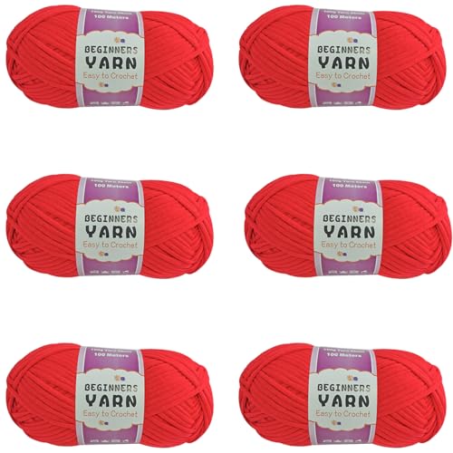 Schlauchgarn, 100g Per Roll Häkelgarn Baumwolle, 3mm Dicke Wolle Zum Häkeln, Häkelwolle Chenille Wolle Zum Häkeln Häkelwolle,Dickes Baumwoll-Nylon-Mischgarn (Leuchtendes Rot,6 PCS) von YayaVrillant