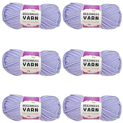 Schlauchgarn, 100g Per Roll Häkelgarn Baumwolle, 3mm Dicke Wolle Zum Häkeln, Häkelwolle Chenille Wolle Zum Häkeln Häkelwolle,Dickes Baumwoll-Nylon-Mischgarn (Lila,6 PCS) von YayaVrillant