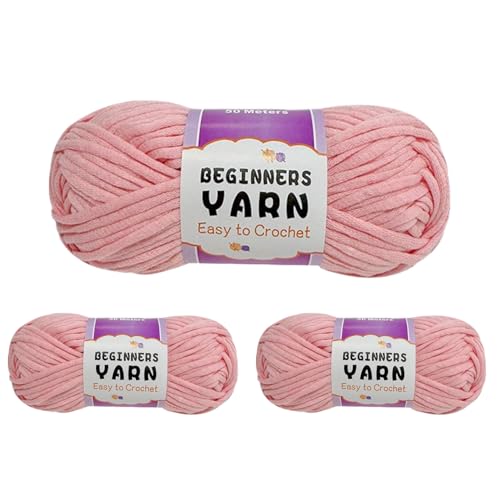 Schlauchgarn, 100g Per Roll Häkelgarn Baumwolle, 3mm Dicke Wolle Zum Häkeln, Häkelwolle Chenille Wolle Zum Häkeln Häkelwolle,Dickes Baumwoll-Nylon-Mischgarn (Pfirsichblütenpollen,3 PCS) von YayaVrillant